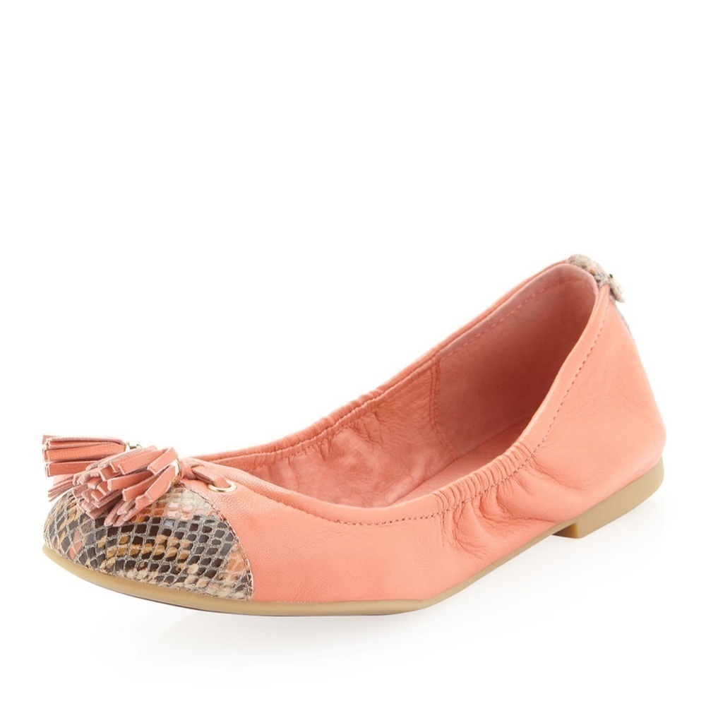 Elliott Lucca Ballet Flat Coral Python Tassel 8.5 - image 1